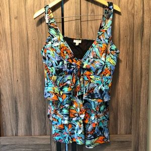 Floral tankinki style bathing suit top